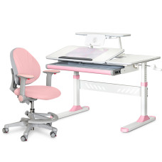 Комплект стол Ergokids TH-320 Pink + кресло Evo-kids Mio KP (арт. TH-320 W/PN + Y-407 KP) - обивка розовая / накладки на ножках розовые (коробок 2 шт.)