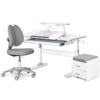 Комплект (L) ErgoKids TH-320 Grey (парта + кресло + тумба) (арт.TH-320 + Y-412 Lite + BD C3_GREY) - накладки серые / обивка серая (коробок 3 шт.)