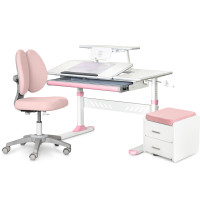Комплект (L) Evo-Kids TH-320 Pink (парта + крісло + тумба) (арт. TH-320 + Y-412 Lite + BD C3_PINK) - накладки рожеві / рожева оббивка (коробок 3 шт.)