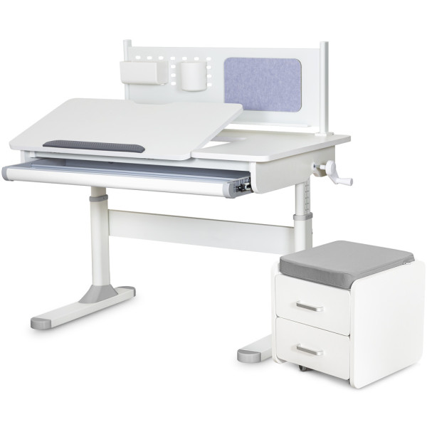 Комплект (S) ErgoKids TH-325 Grey (парта + тумба) (арт.TH-325 + BD C3_GREY) - накладки серые / обивка серая (коробок 3 шт.)