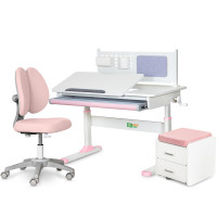 Комплект (L) ErgoKids TH-325 Pink (парта + кресло + тумба) (арт. TH-325 + Y-412 Lite + BD C3_PINK) - накладки розовые / обивка розовая (коробок 4 шт.)