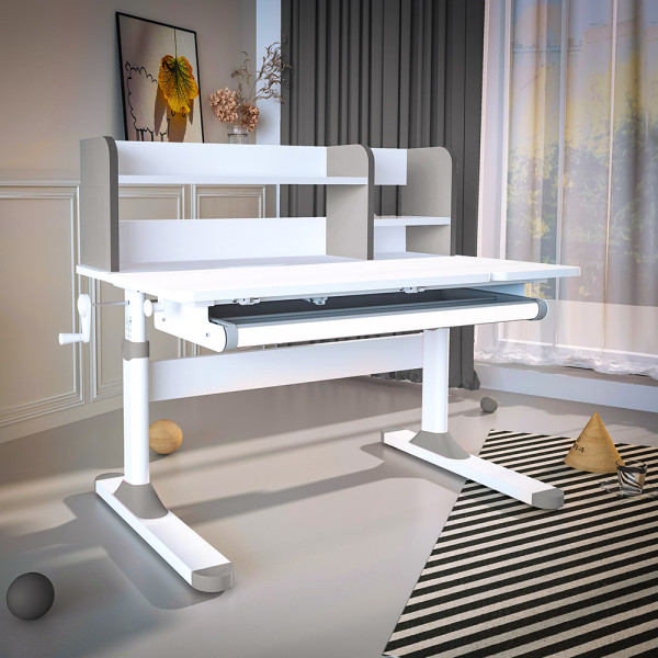 Детский стол Ergokids TH-330 Grey (арт. TH-330 W/G ) - столешница белая / накладки на ножках серые (коробок-1 шт.)