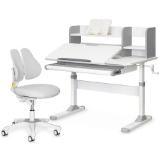 Комплект парта Ergokids TH-330 Grey + кресло Evo-kids Mio Lite G (арт.TH-330 W/G + Y-208 G) - обивка серая / накладки на ножках серые (коробок-2 шт.)