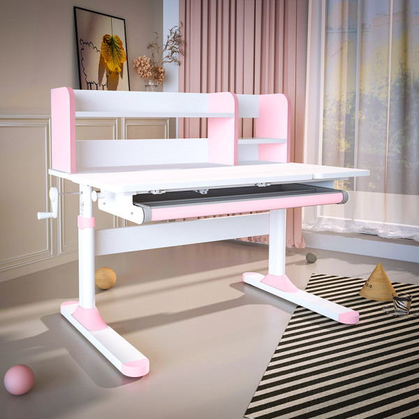 Дитячий стіл Evo-kids TH-330 Pink (арт. TH-330 W/PN) - стільниця біла / накладки на ніжках рожеві (коробок-1 шт.)