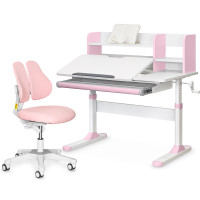 Комплект парта Ergokids TH-330 Pink + кресло Evo-kids Mio Lite KP (арт.TH-330 W/PN + Y-208 KP) - обивка розовая / накладки на ножках розовые (коробок-2 шт.)