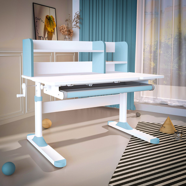 Дитячий стіл Evo-kids TH-330 Light Blue (арт. TH-330 W/Z) - стільниця біла / накладки на ніжках світло-блакитні (коробок-1 шт.)