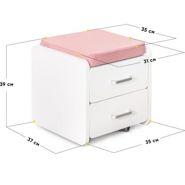 Комплект (S) ErgoKids TH-330 Pink (парта + тумба) (арт.TH-330 + BD C3_PINK) - накладки розовые / обивка розовая (коробок 2 шт.)