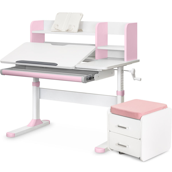 Комплект (S) ErgoKids TH-330 Pink (парта + тумба) (арт.TH-330 + BD C3_PINK) - накладки розовые / обивка розовая (коробок 2 шт.)