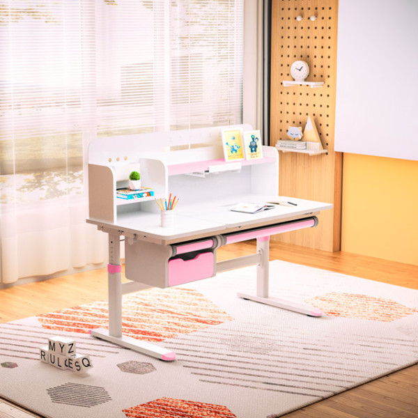 Детский стол Evo-kids TH-360 Plus Pink (арт. TH-360 WG/PN Plus) - столешница белая / накладки на ножках розовые (коробок 3 шт.)