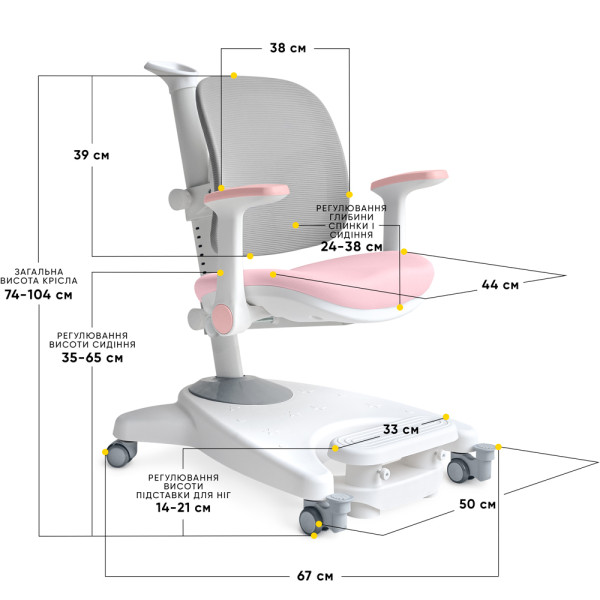 Дитяче крісло Mealux Supra Air Pink Grey (арт.Y-108 KPG) - оббивка сіра / рожева (коробок-1 шт.)