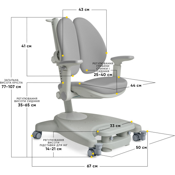 Дитяче крісло Mealux Supra Duo Plus Grey (арт.Y-116 G) - оббивка сіра (коробок-1 шт.)