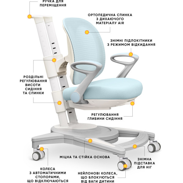 Детское кресло Mealux Sigma Air KBL (арт.Y-118 KBL) - обивка голубая однотонная (коробок-1шт.)