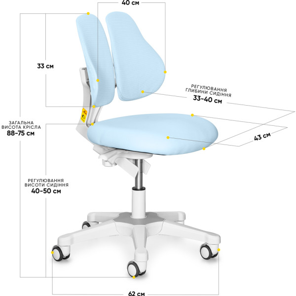 Детское кресло Evo-kids Mio Lite Blue (арт.Y-208 KBL) - обивка голубая однотонная (коробок-1шт.)