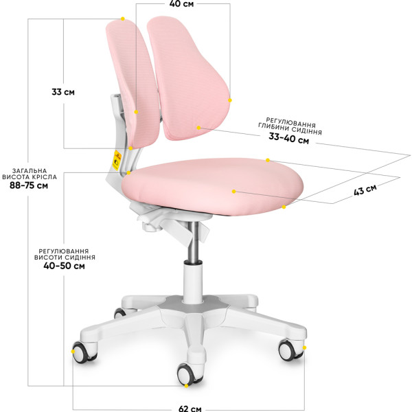 Дитяче крісло Evo-kids Mio Lite Pink (арт.Y-208 KP) - оббивка рожева однотонна (коробок-1шт.)