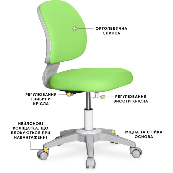 Дитяче крісло Evo-kids Limpi Green (арт.Y-212 KZ) - обивка зелена однотонна (коробок-1шт.)