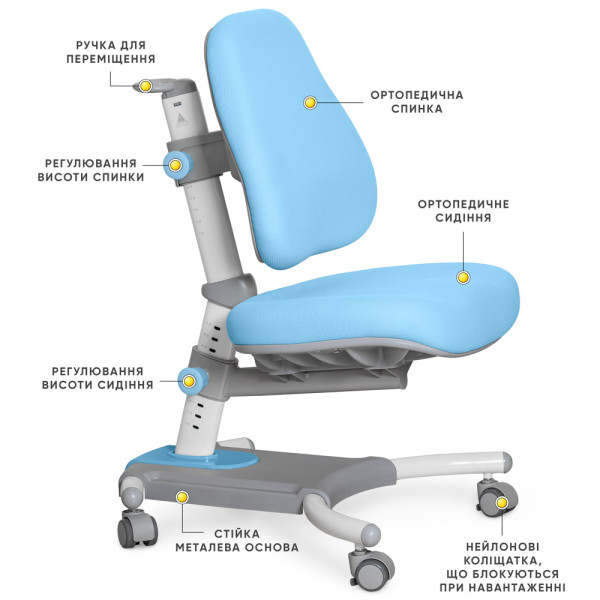 Крісло Evo-kids Omega (арт.Y-220 KBL) - оббивка блакитна однотонна (коробок-1 шт.)