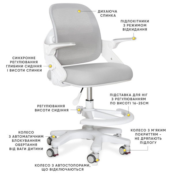 Кресло Mealux Neo Air Grey (арт.Y-308 G) - обивка серая однотонная (коробок-1 шт.)