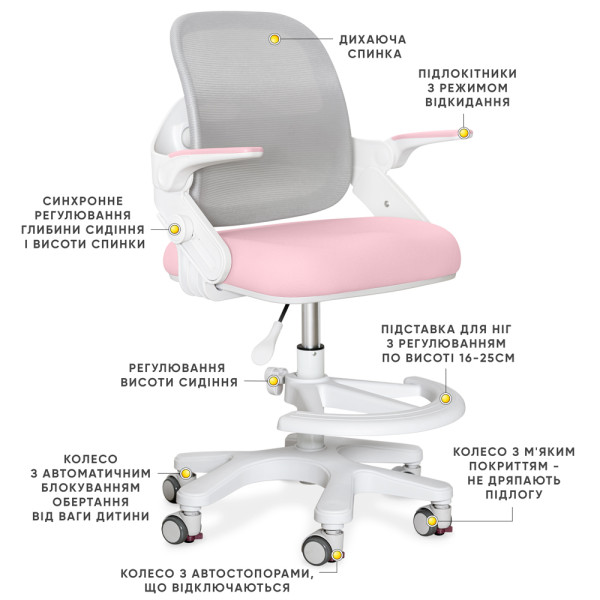 Кресло Mealux Neo Air Pink Grey (арт.Y-308 KPG) - обивка серая / розовая (коробок-1 шт.)