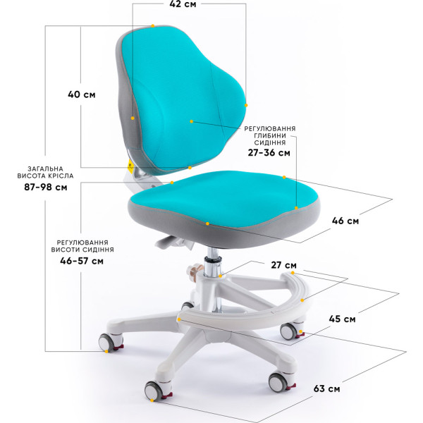 Детское кресло ErgoKids Mio Classic Blue (арт.Y-405 KBL) - обивка голубая однотонная (коробок-1 шт.)