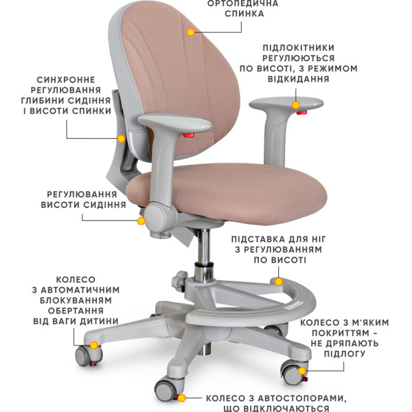 Дитяче крісло Evo-kids Mio-BR (арт.Y-407 BR) - оббивка світла однотонна коричнева (коробок-1шт.)
