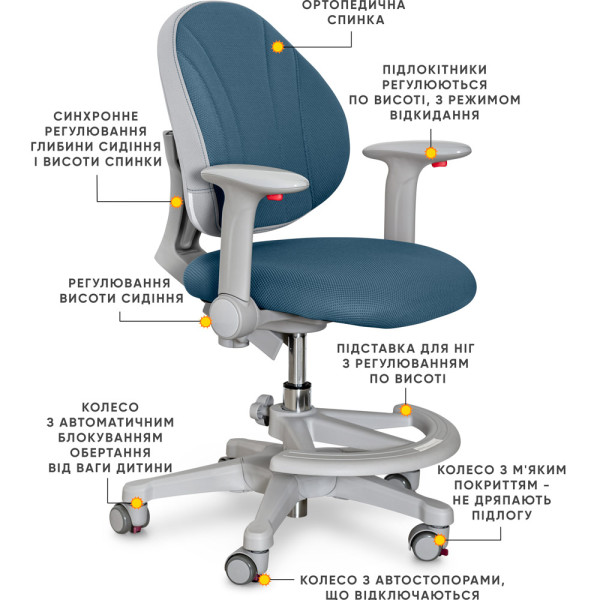 Дитяче крісло Evo-kids Mio-DB (арт.Y-407 DB) - оббивка синя однотонна (коробок-1шт.)