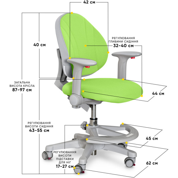 Дитяче крісло Evo-kids Mio KZ (арт.Y-407 KZ) - оббивка зелена однотонна (коробок-1шт.)