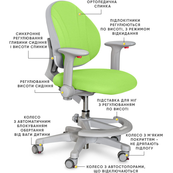 Дитяче крісло Evo-kids Mio KZ (арт.Y-407 KZ) - оббивка зелена однотонна (коробок-1шт.)