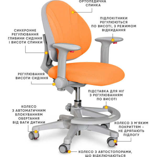 Детское кресло Evo-kids Mio OR (арт.Y-407 OR) - обивка оранжевая однотонная (коробок-1шт.)