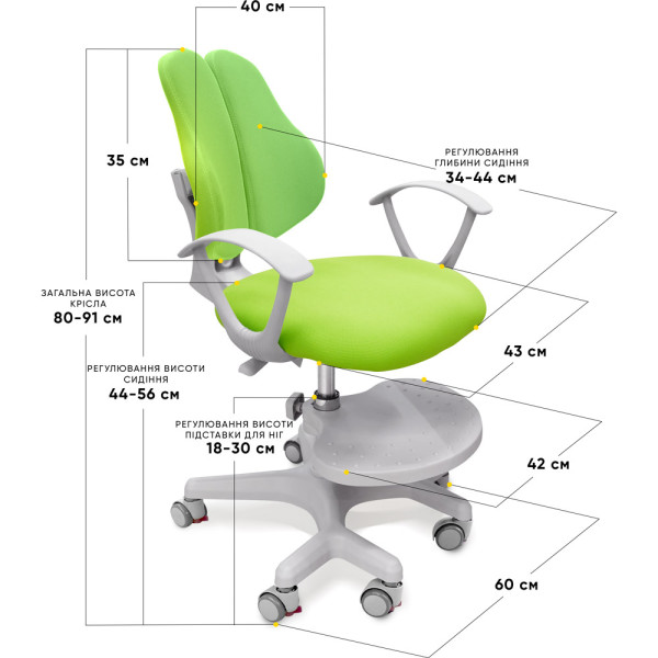 Детское кресло Evo-kids Mio-2 KZ (арт.Y-408 KZ) - обивка зеленая однотонная (коробок-1шт.)