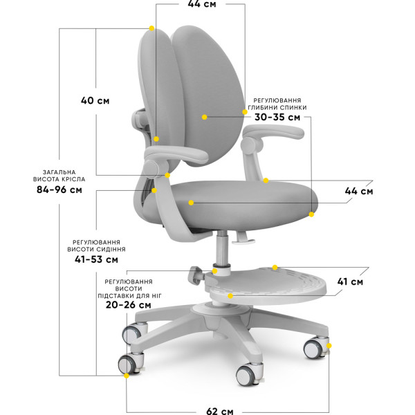 Дитяче крісло Mealux Sprint Duo Grey (арт.Y-412 G) - оббивка сіра однотонна (коробок-1 шт.)