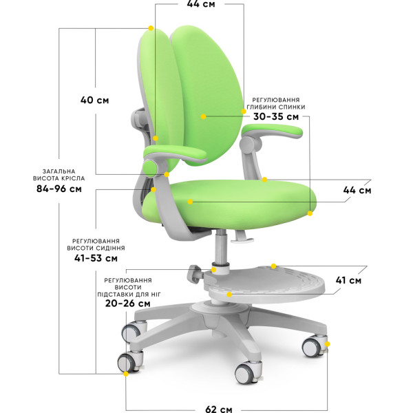 Дитяче крісло Mealux Sprint Duo Green (арт.Y-412 KZ) - оббивка зелена однотонна (коробок-1шт.)