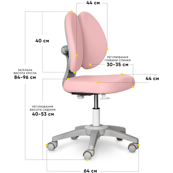 Дитяче крісло Mealux Sprint Duo Lite Pink (арт.Y-412 Lite KP) - оббивка рожева однотонна (коробок-1шт.)