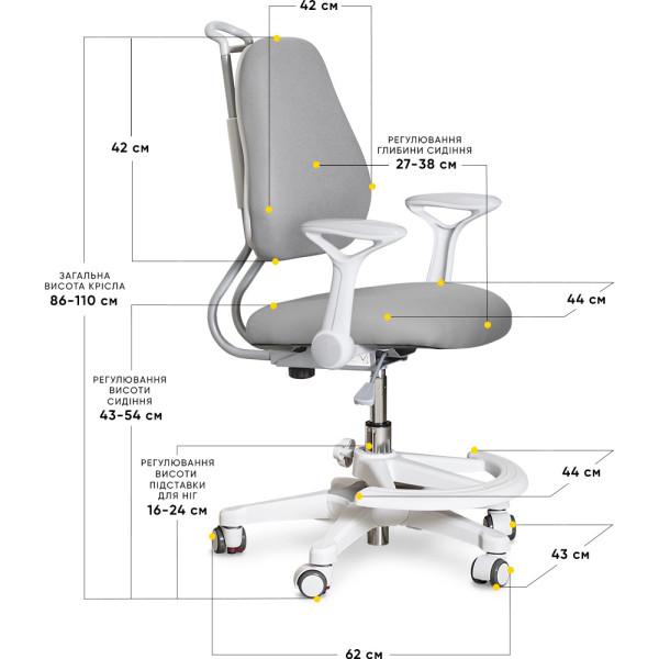 Дитяче крісло Evo-Kids Mio Ergo Grey (арт.Y-507 G) - оббивка сіра однотонна (коробок-1шт.)