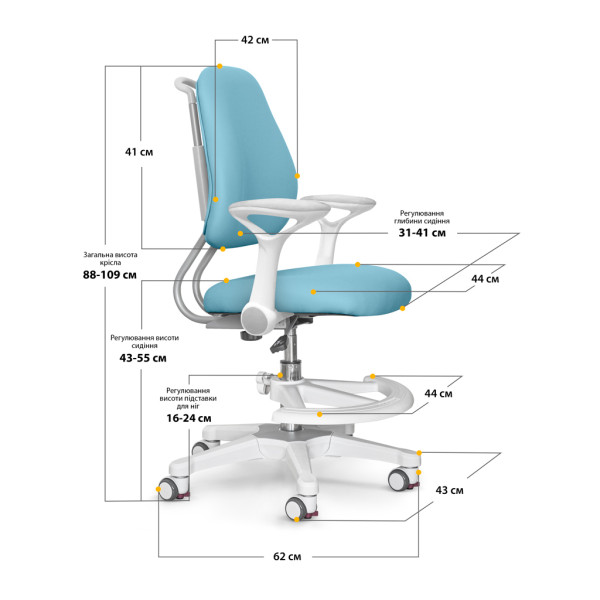 Дитяче крісло Evo-Kids Mio Ergo Blue (арт.Y-507 KBL) - оббивка блакитна однотонна (коробок-1шт.)