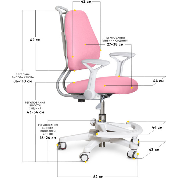 Детское кресло ErgoKids Mio Ergo Pink (арт.Y-507 KP) - обивка розовая однотонная (коробок-1шт.)