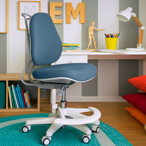 Детское кресло Evo-Kids Mio Ergo Lite Dark blue (арт.Y-507 Lite DB) - обивка синяя однотонная (коробок-1шт.)