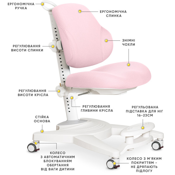 Дитяче крісло Mealux Gravity Pink (арт.Y-612 KP) - оббивка рожева однотонна (коробок-1шт.)