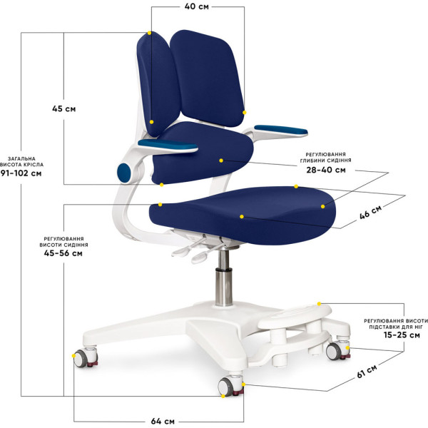 Детское кресло Mealux Trident Dark Blue (арт.Y-617 DB) - обивка темно-синяя (коробок-1шт.)