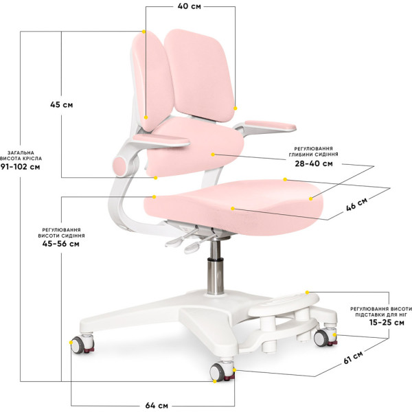 Дитяче крісло Mealux Trident Pink (арт.Y-617 KP) - оббивка рожева однотонна (коробок-1шт.)