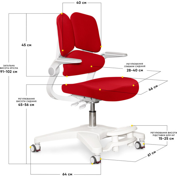 Дитяче крісло Mealux Trident Red (арт.Y-617 KR) - оббивка червона однотонна (коробок-1шт.)