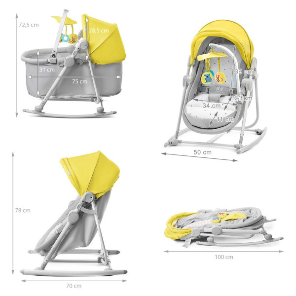 Шезлонг-качалка 5 в 1 Kinderkraft Unimo Yellow (KKKUNIMYEL0000)