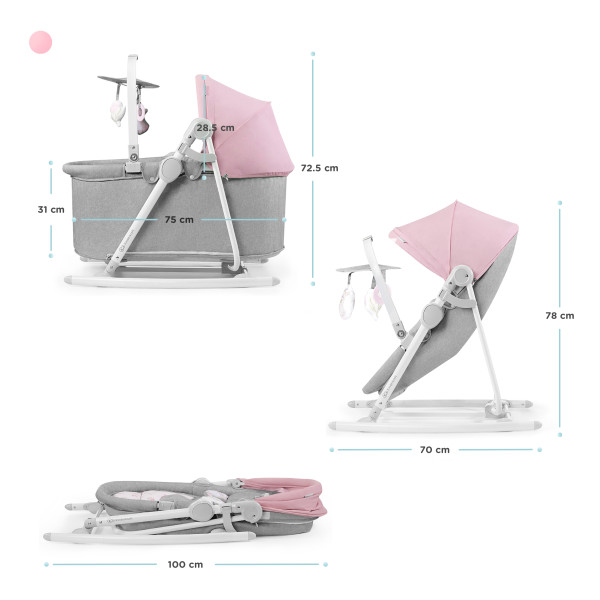 Шезлонг-качалка 5 в 1 Kinderkraft Nola Peony Rose (KBNOLA00PNK0000)
