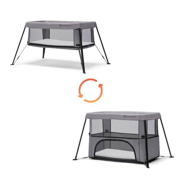 Кровать-манеж 2 в 1 Kinderkraft Movi Grey (KCMOVI00GRY0000)