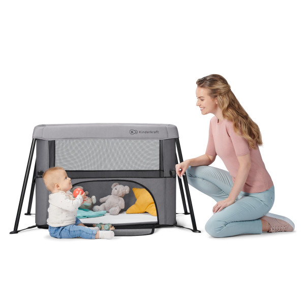 Кровать-манеж 2 в 1 Kinderkraft Movi Grey (KCMOVI00GRY0000)