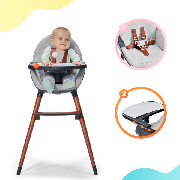 Стульчик для кормления 2 в 1 Kinderkraft Finix Grey (KHFINIX0GRY0000)