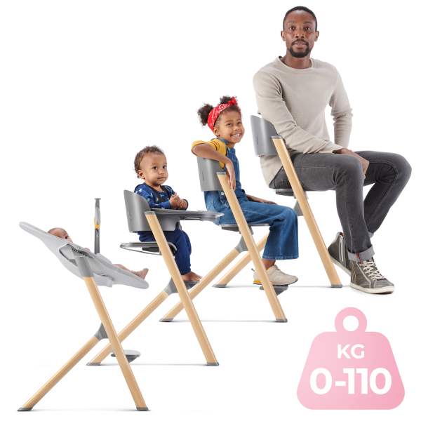 Стульчик для кормления с шезлонгом Kinderkraft Igee Calmee Cloudy Grey (KHIGCA00GRY0000)