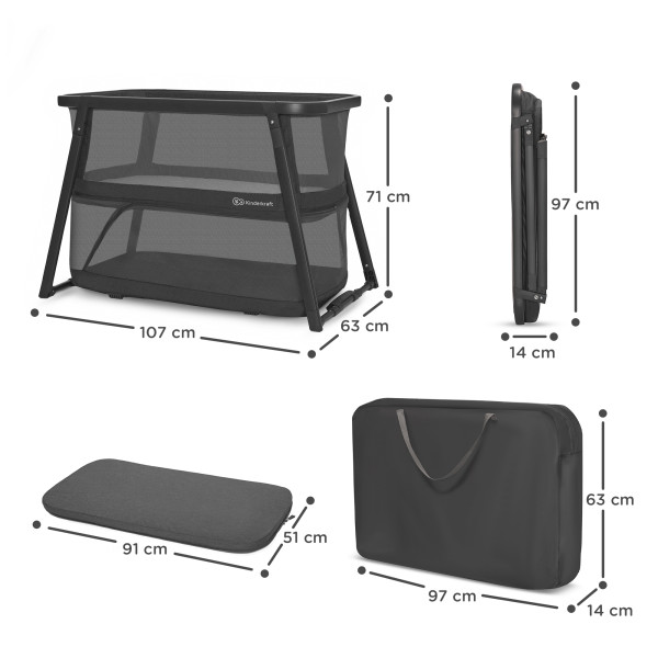 Кровать-манеж 4 в 1 Kinderkraft Sofi Plus Grey (KLSOFIPLGRY0000)