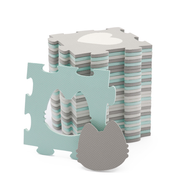 Коврик-пазл Kinderkraft Luno Shapes Mint, 30 элементов (KPLUSH00MIN0000)