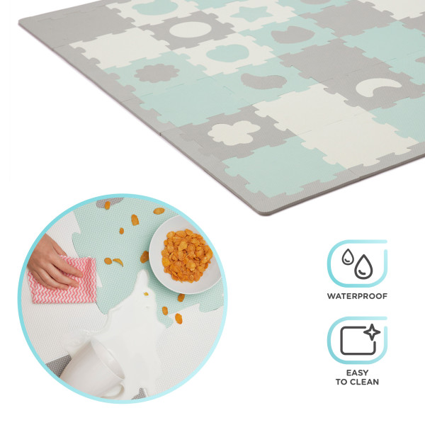 Коврик-пазл Kinderkraft Luno Shapes Mint, 30 элементов (KPLUSH00MIN0000)