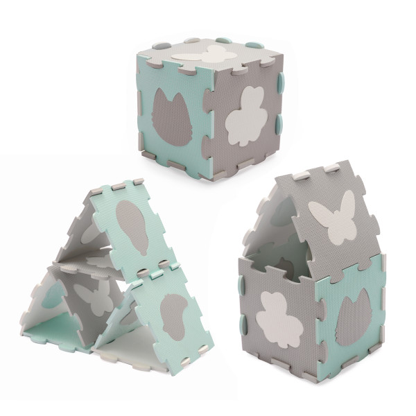 Коврик-пазл Kinderkraft Luno Shapes Mint, 30 элементов (KPLUSH00MIN0000)
